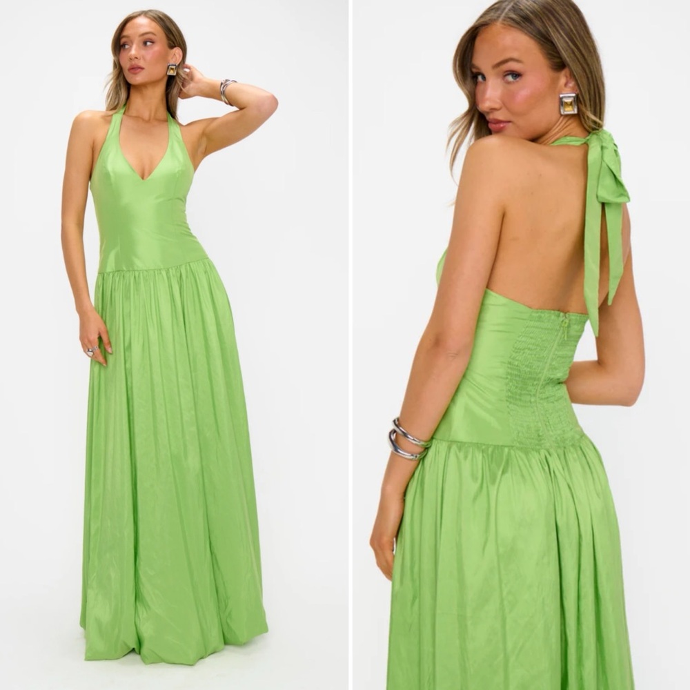 Show Me Your MuMu Lime Green Halter Maxi Dress - Picture 3 of 14